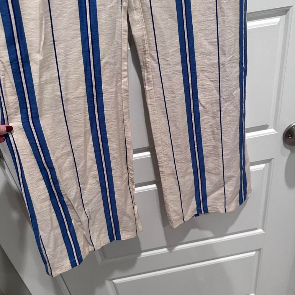 Sincerely‎ Jules Striped Wide Leg Trouser Pants Medium NWT Blue White Workwear - Picture 5 of 8